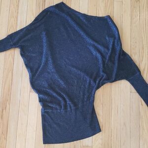 Zara knit one shoulder long sleeve sparkle dress Blue medium
